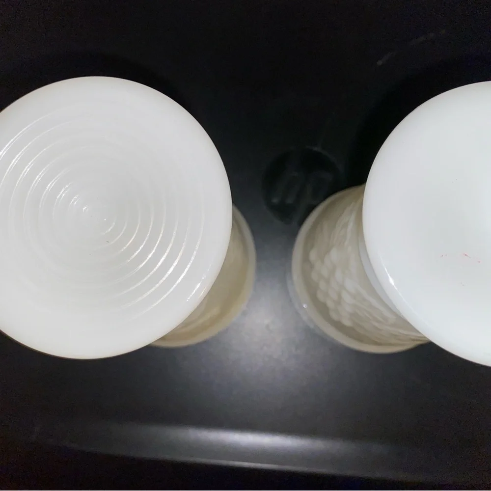 Vintage Set of 3 White Milk Glass Embossed Harvest Grape 6” Goblet Glasses